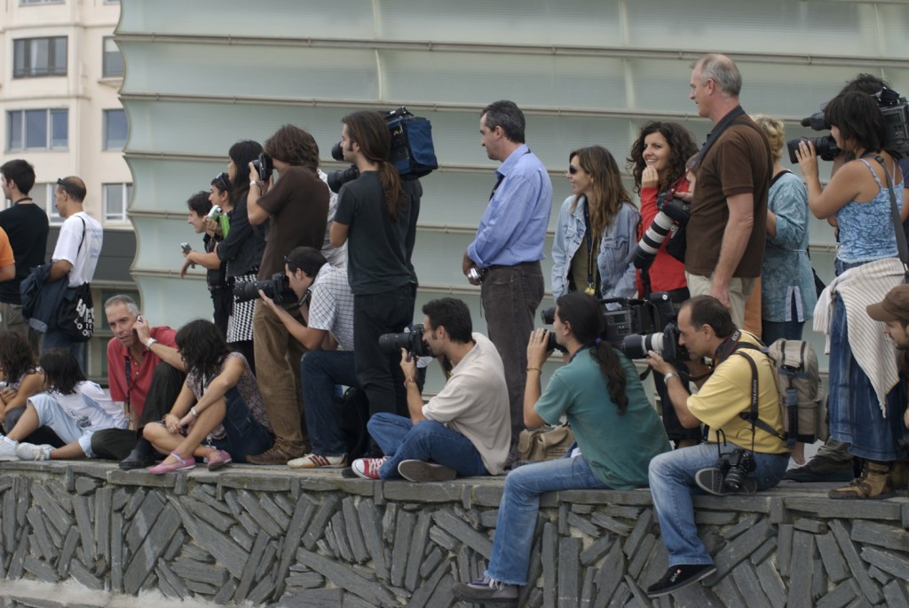 Con los colegas en el Zinemaldia de San Sebastián.
