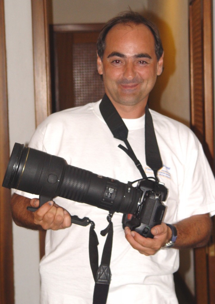 Con el cañón en mis años de paparazzi.